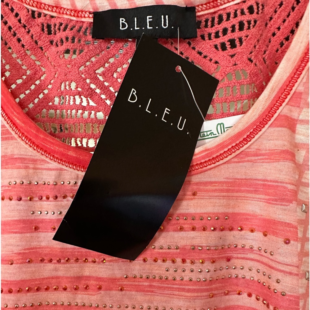 B.L.E.U. Patterned Knit-back Swing Oversized Tank Top‎ Size L Pink/Coral - Picture 3 of 8